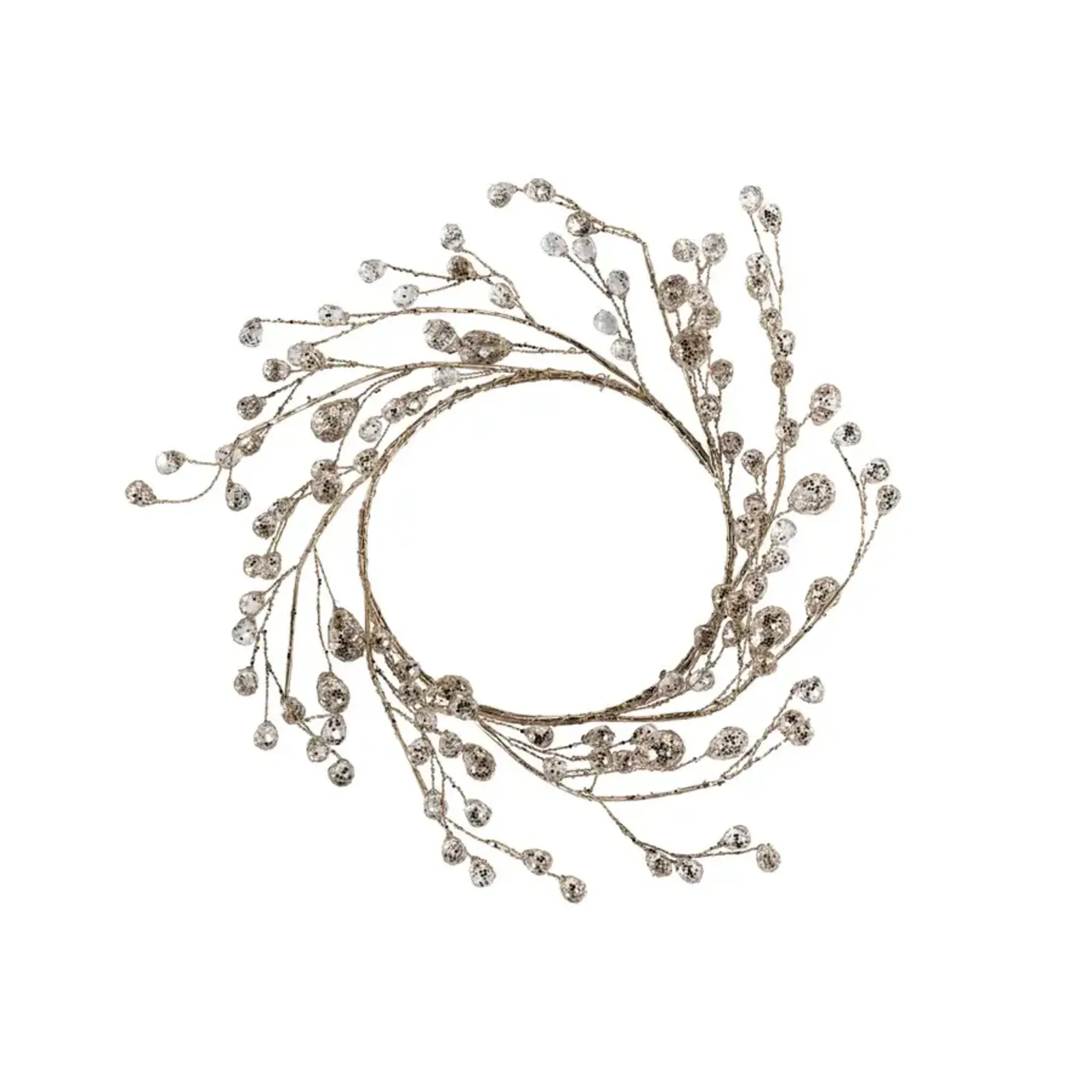 Zodax 9" Beaded Glass Berry Wreath - Clear and Gold  CH-7600 loading=