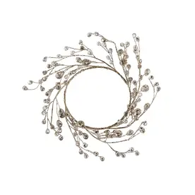 Zodax 9" Beaded Glass Berry Wreath - Clear and Gold  CH-7600