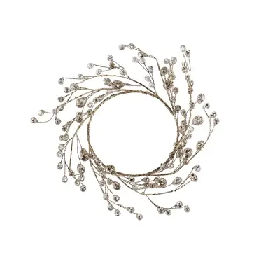 Zodax 9" Beaded Glass Berry Wreath - Clear and Gold  CH-7600