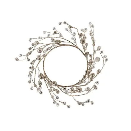 Zodax 9" Beaded Glass Berry Wreath - Clear and Gold  CH-7600