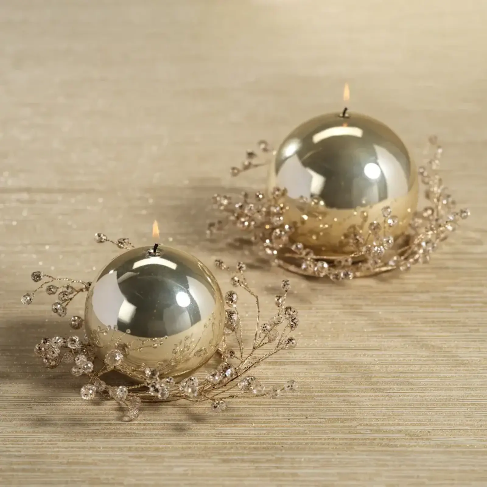 Zodax 9" Beaded Glass Berry Wreath - Clear and Gold  CH-7600 loading=