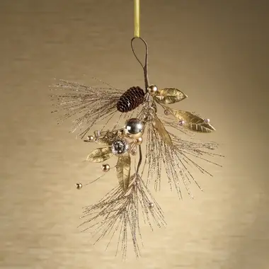 Zodax 17" Golden Branch with Pine Cone and Ornament  CH-7615