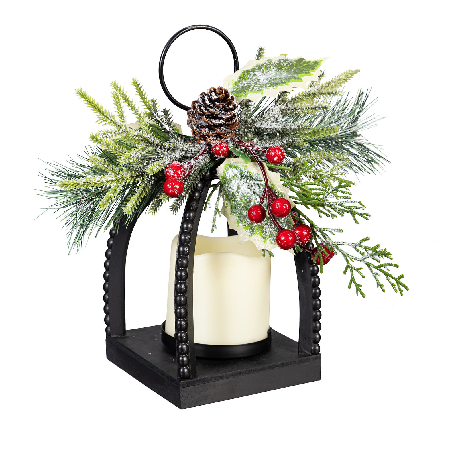Evergreen Enterprises Woodland Storybook Faux Flora  with LED Lantern, 10"H   4FL385 loading=
