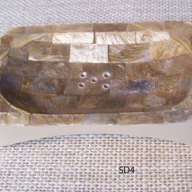WS STETSON Rectangle Soap Dish Smoke Capiz In Resin Base   SD-4