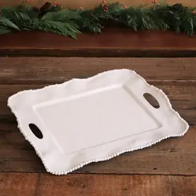VIDA VIDA Alegria Rectangular Tray with Handles White   2424