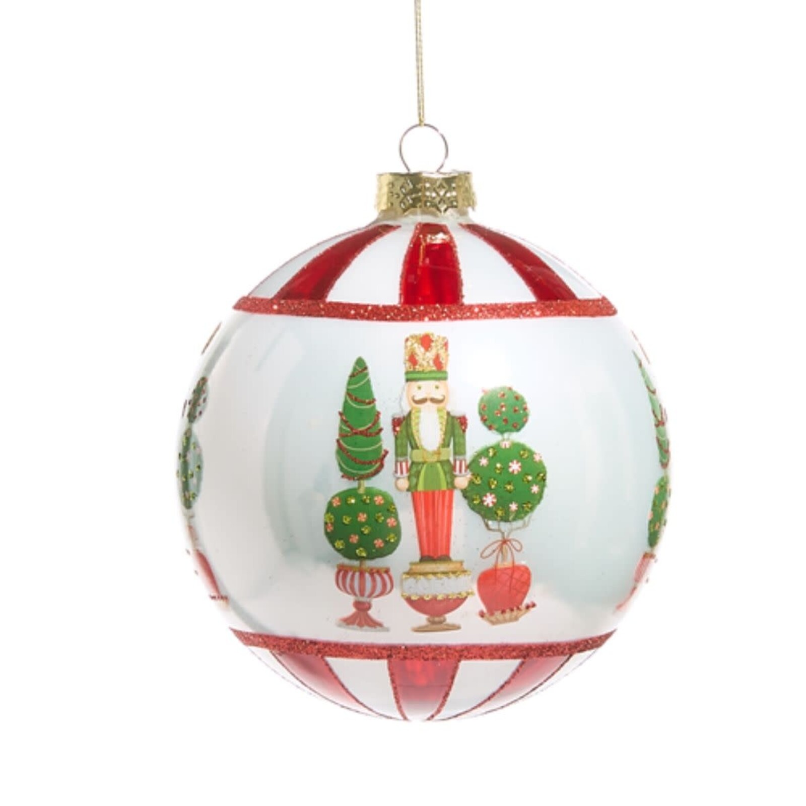 RAZ Imports Inc. 5" Merry Topiary and Nutcracker Ball Ornament  4524613 loading=