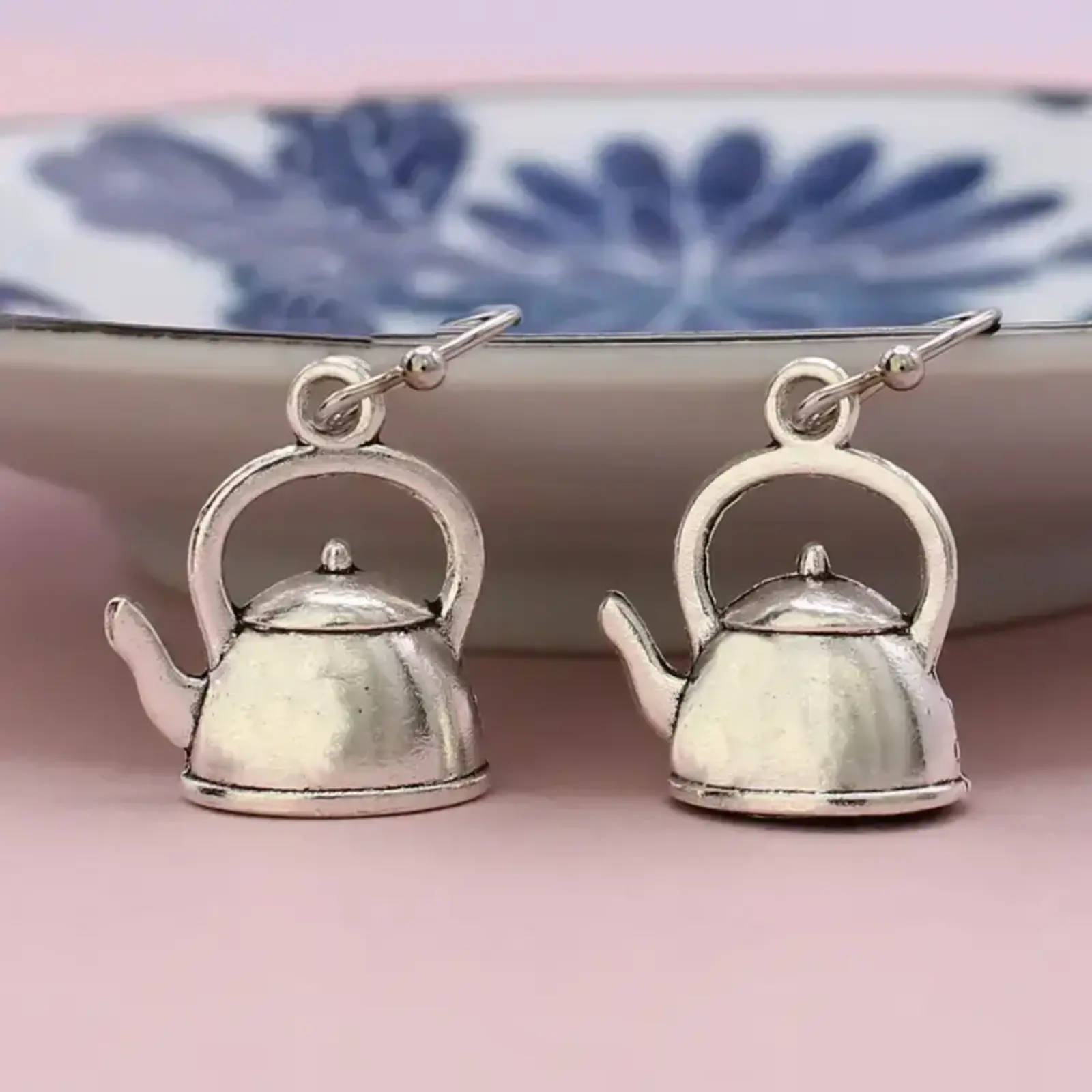 ZAD Put On the Kettle Silver Earrings    E3009 loading=