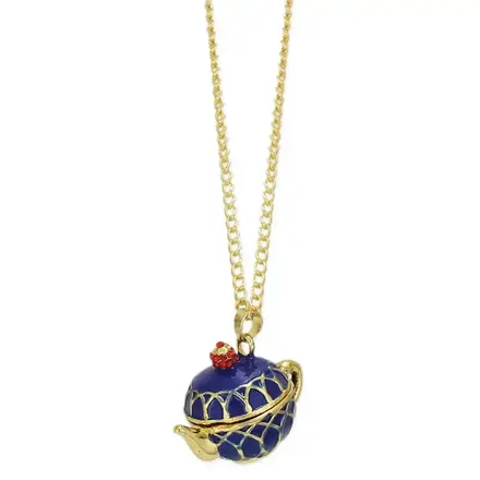ZAD Spot of Tea Blue Teapot Locket Necklace   N9037