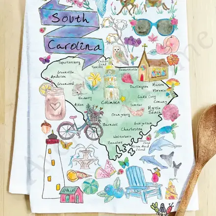 Avery Home South Carolina State Map Kitchen Towel  FSTT_TS40