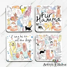 Avery Home Dog & Cat Collection Absorbent Stone Coaster  (1)  XSQC_HCSXA01