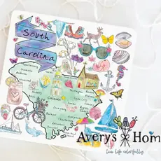 Avery Home South Carolina State Map Stone Coaster  XSQC_S40_QTY4