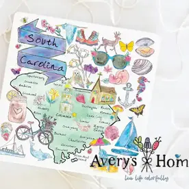 Avery Home South Carolina State Map Stone Coaster  XSQC_S40_QTY4
