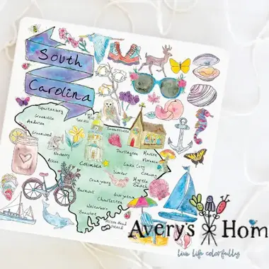Avery Home South Carolina State Map Stone Coaster  XSQC_S40_QTY4
