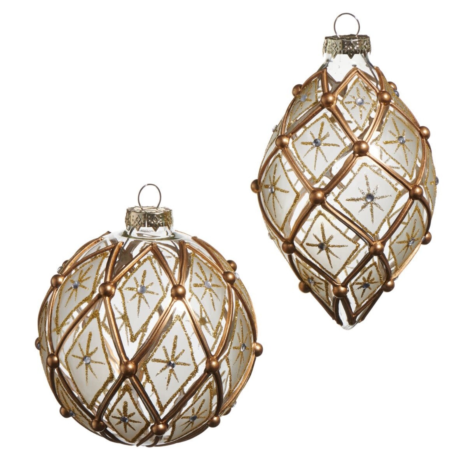 RAZ Imports Inc. 4" White and Gold Deco Ornament (1) 4524885 loading=