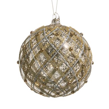 RAZ Imports Inc. 6" Silver and Gold Mercury Glass Ball Ornament  4524948
