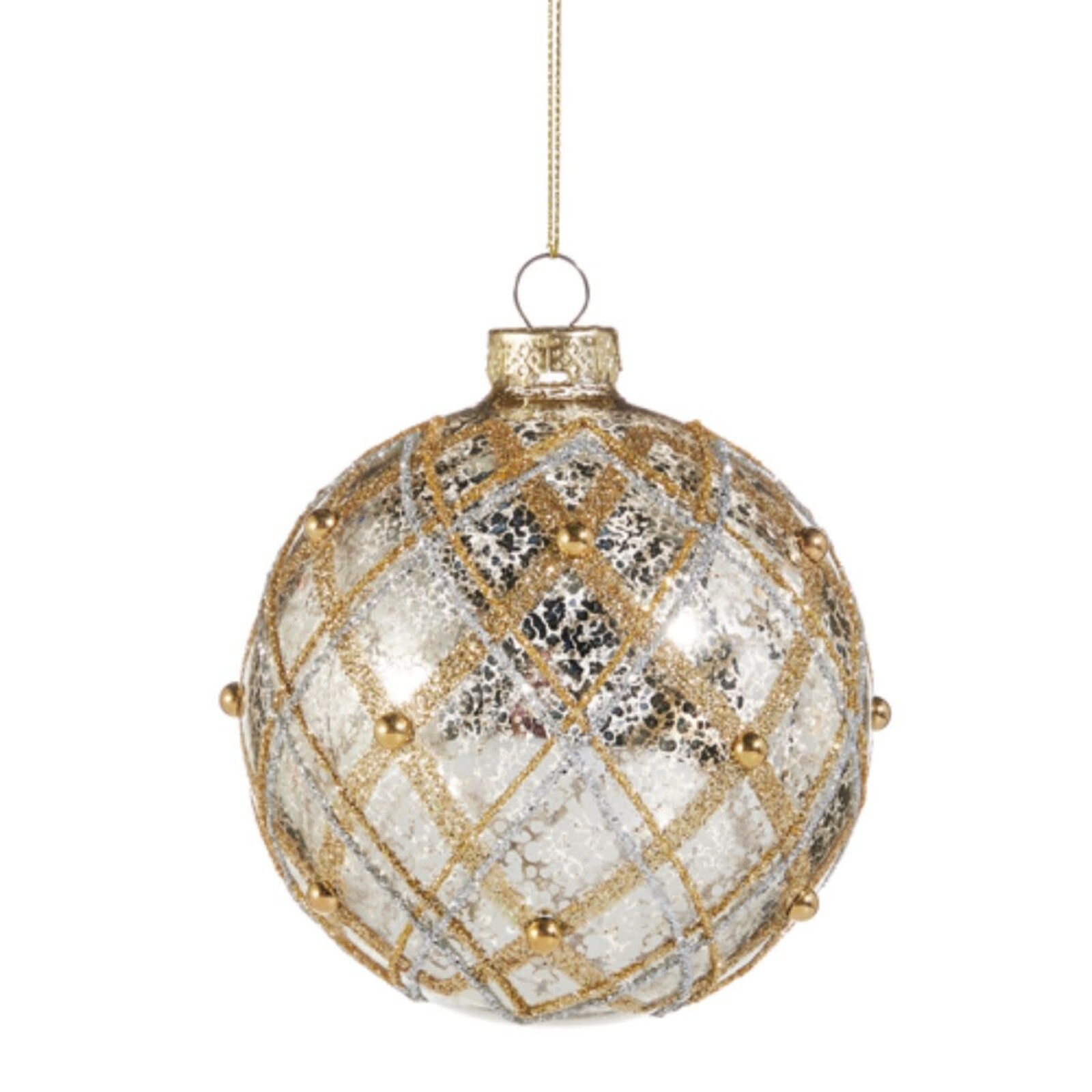 RAZ Imports Inc. 4" Silver and Gold Mercury Glass Ball Ornament 4524949 loading=