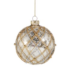RAZ Imports Inc. 4" Silver and Gold Mercury Glass Ball Ornament 4524949