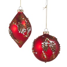 RAZ Imports Inc. 4" Pinecone Embellished Red Ornament (1) 4524975
