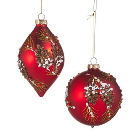 RAZ Imports Inc. 4" Pinecone Embellished Red Ornament (1) 4524975