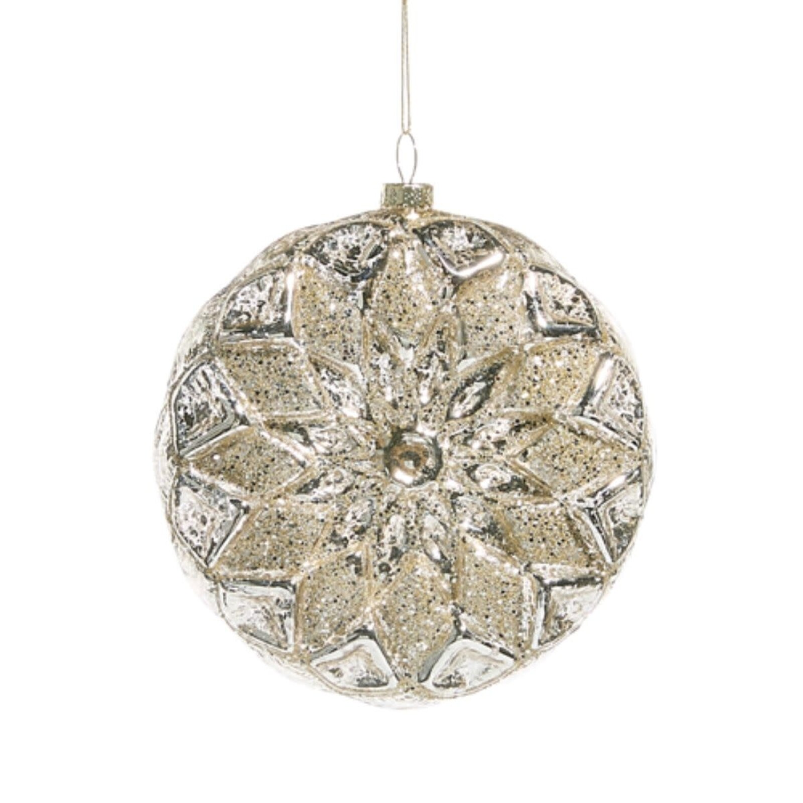 RAZ Imports Inc. 4.75" Silver Glitter Disc Ornament 4524991 loading=