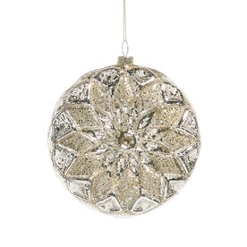 RAZ Imports Inc. 4.75" Silver Glitter Disc Ornament 4524991