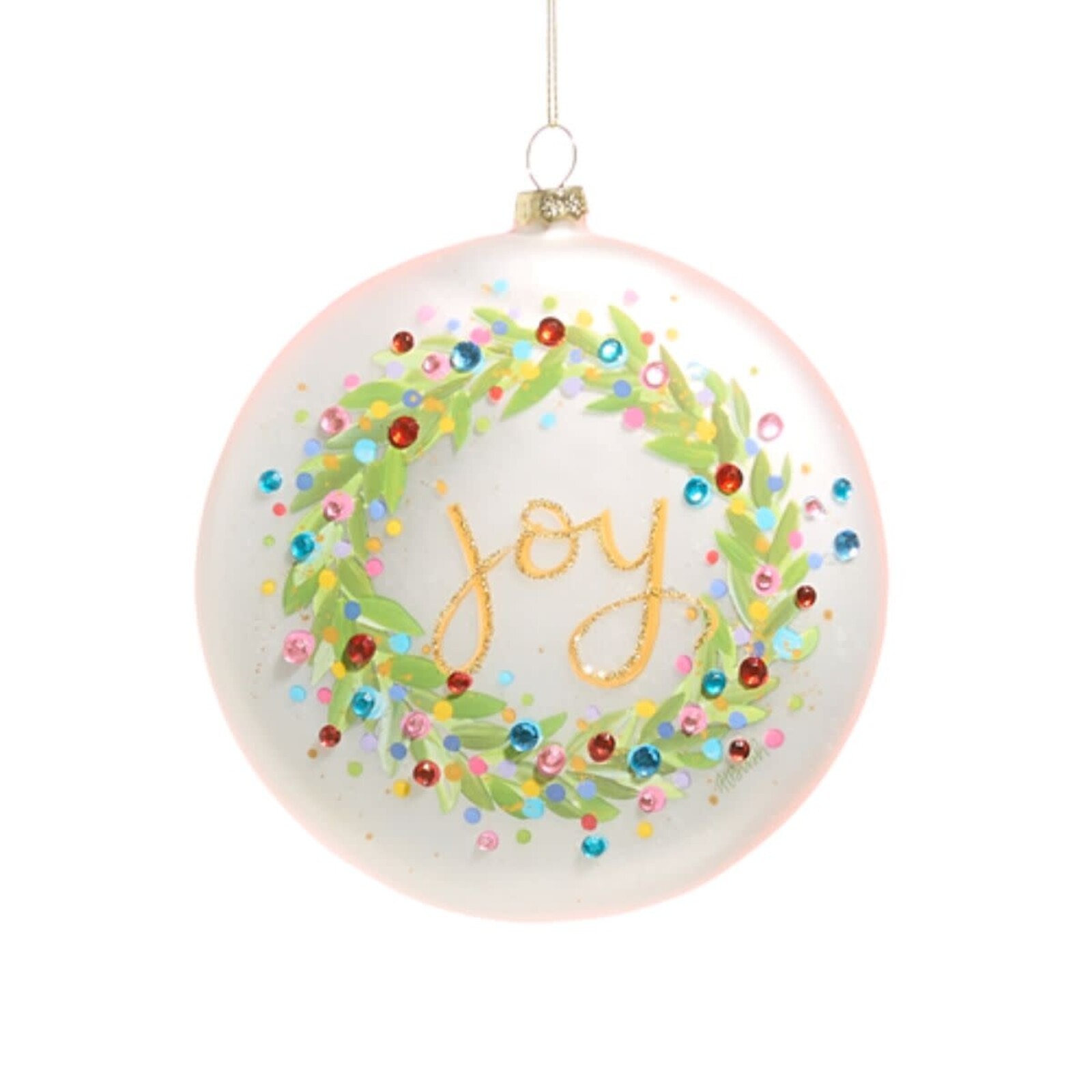 RAZ Imports Inc. 5" Confetti Joy Wreath Disc Ornament 4524994 loading=