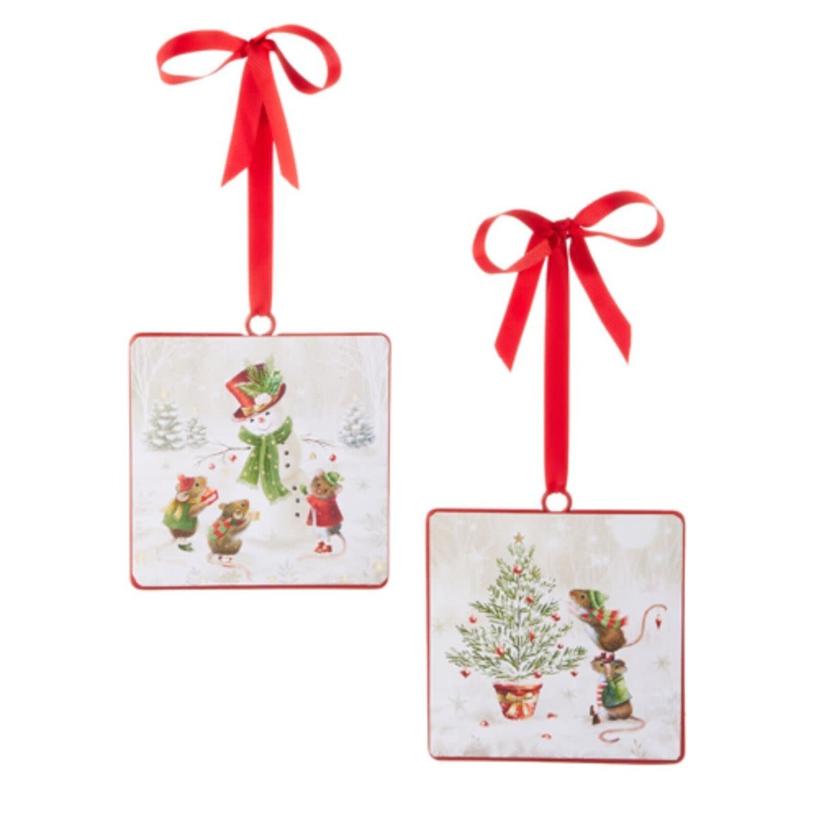 RAZ Imports Inc. 5" A Very Mouse Christmas Square Ornament (1) 4536603 loading=