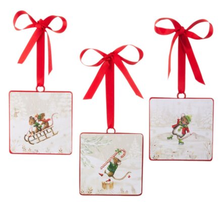 RAZ Imports Inc. 4" A Very Mouse Christmas Square Ornament (1) 4536605