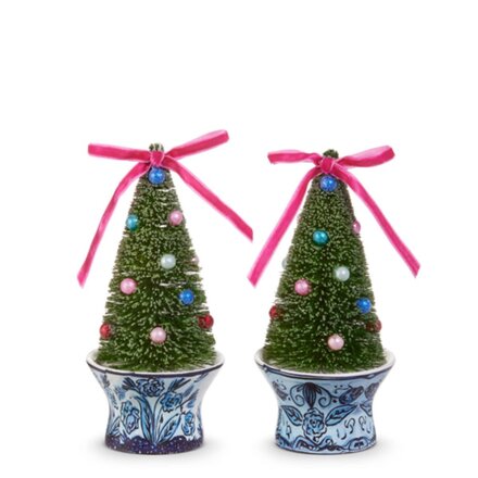 RAZ Imports Inc. 6" Bottle Brush Trees in Chinoiserie Pot Ornament (1) 4546021