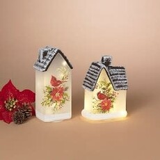 Gerson 8.7" Lighted Glass Cardinal House Luminary w/ Timer  2790450