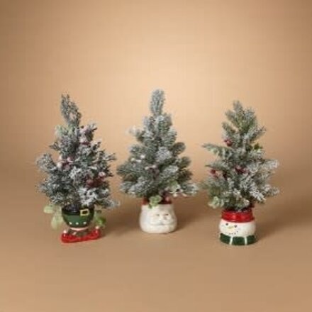 Gerson 15" Potted Flocked Pine Tree in Ceramic Pot  2693530