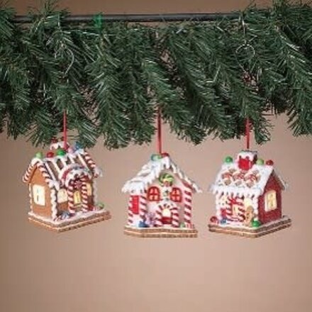 Gerson 4" Lighted Clay Dough Gingerbread House Ornament  2806520