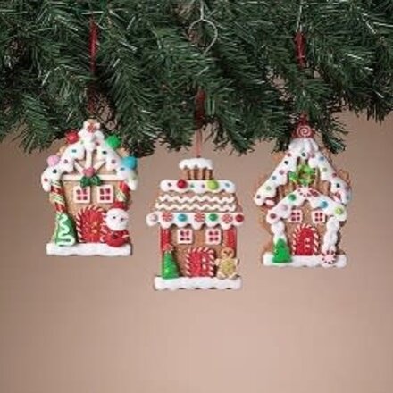 Gerson 5" Clay Dough Holiday Gingerbread House Ornament   2806550