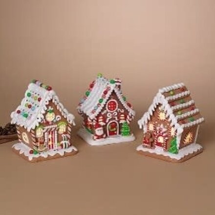 Gerson 6.5" Lighted Clay Dough Holiday Gingerbread House (1) 2806430