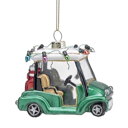 Burton + Burton Golf Cart with Lights Glass Ornament 9750568