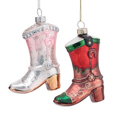 Burton + Burton 4" Cowboy/Girl  Boot Glass Ornament (1) 9750597