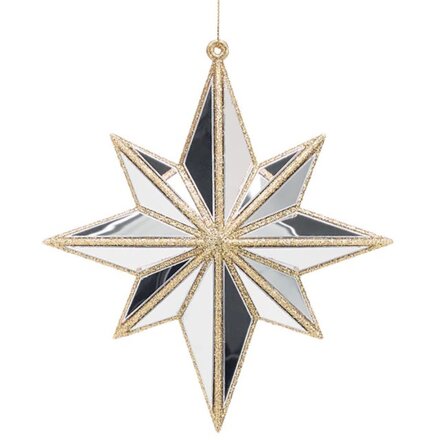 Burton + Burton 6" Silver Mirror Star / Gold Glitter Ornament 9748360