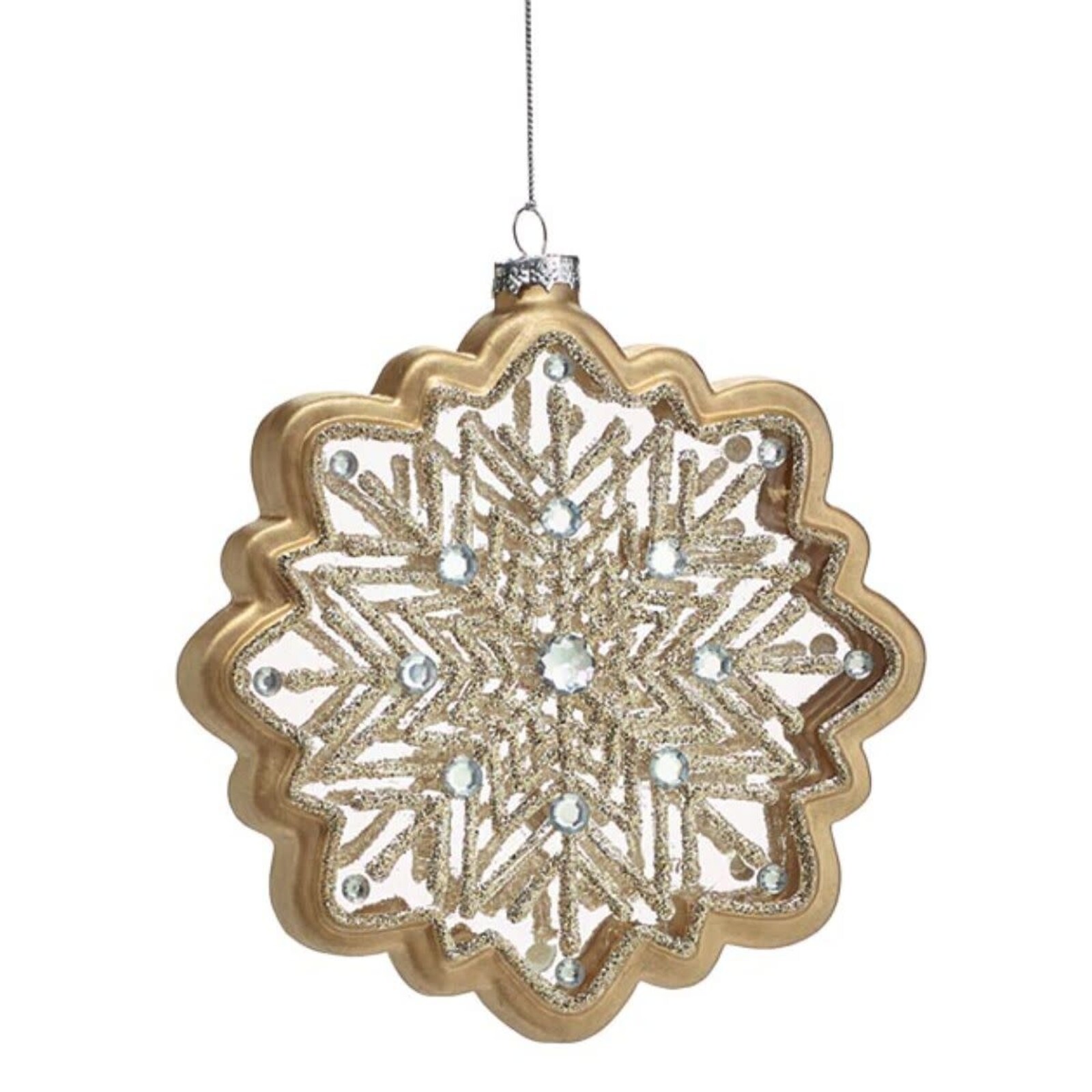 Burton + Burton 7.25" Glass Gold Snowflake Ornament 9746950 loading=