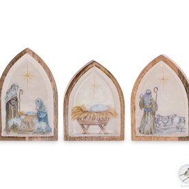 Burton + Burton 6.5" Creche Shaped Mango Wood Shelf Sitter 3146249 M