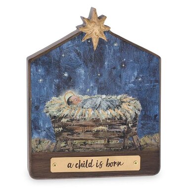 Burton + Burton "A Child Is Born" Wooden Creche Sitter 9750904