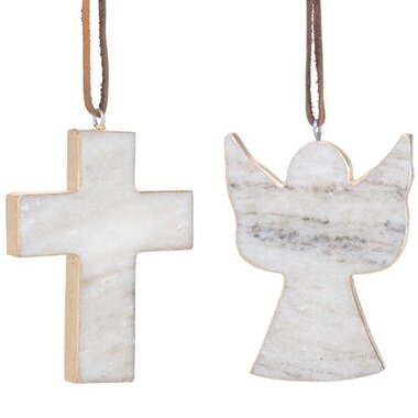 Burton + Burton 4" Angel or Cross Marble Ornament (1) 9751092