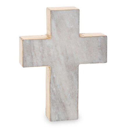 Burton + Burton 6" Marble Cross Shelf Sitter with Gold Foil 9751016