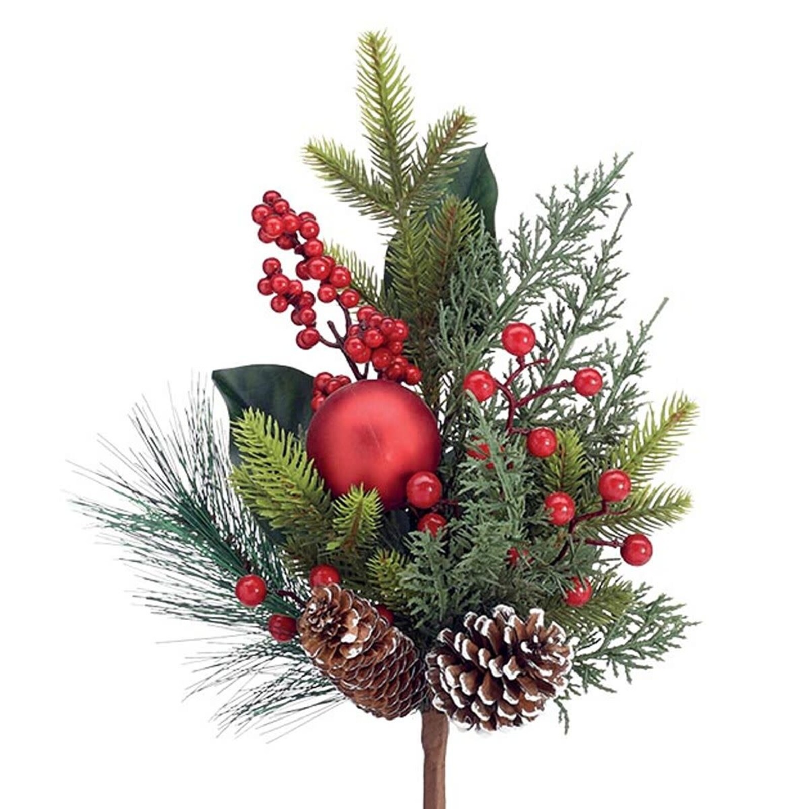 Burton + Burton 20" Greenery Spray with Red Ornaments 9748457 loading=