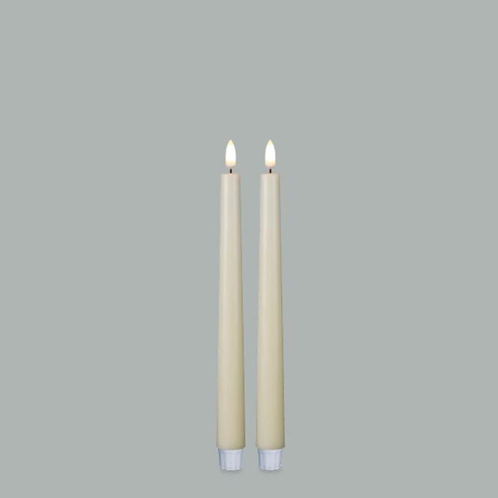 Burton + Burton 11" Patria 3D LED Ivory Taper Candle Set of 2 161193 loading=