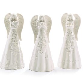 Burton + Burton 7" White Embossed Porcelain Angel (1) 9747002