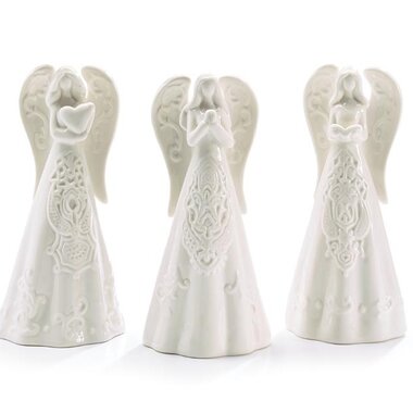 Burton + Burton 7" White Embossed Porcelain Angel (1) 9747002