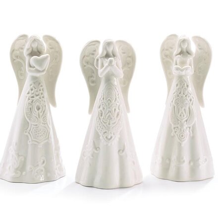 Burton + Burton 7" White Embossed Porcelain Angel (1) 9747002