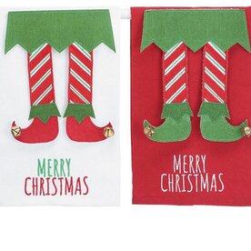 Burton + Burton "Merry Christmas" Tea Towel with Elf Legs 9742476