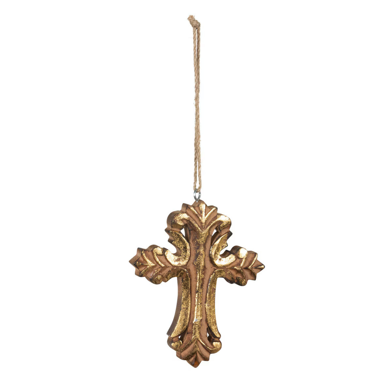 Park Hill Gilded Wood Carved Cross Ornament  XAO40327 loading=