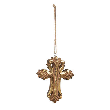 Park Hill Gilded Wood Carved Cross Ornament  XAO40327